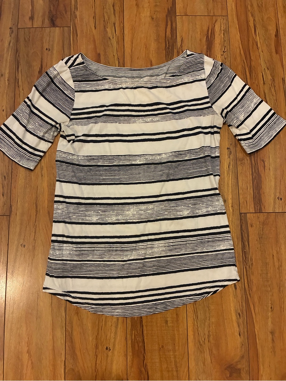 LOFT White and Black Striped Boatneck Tunic